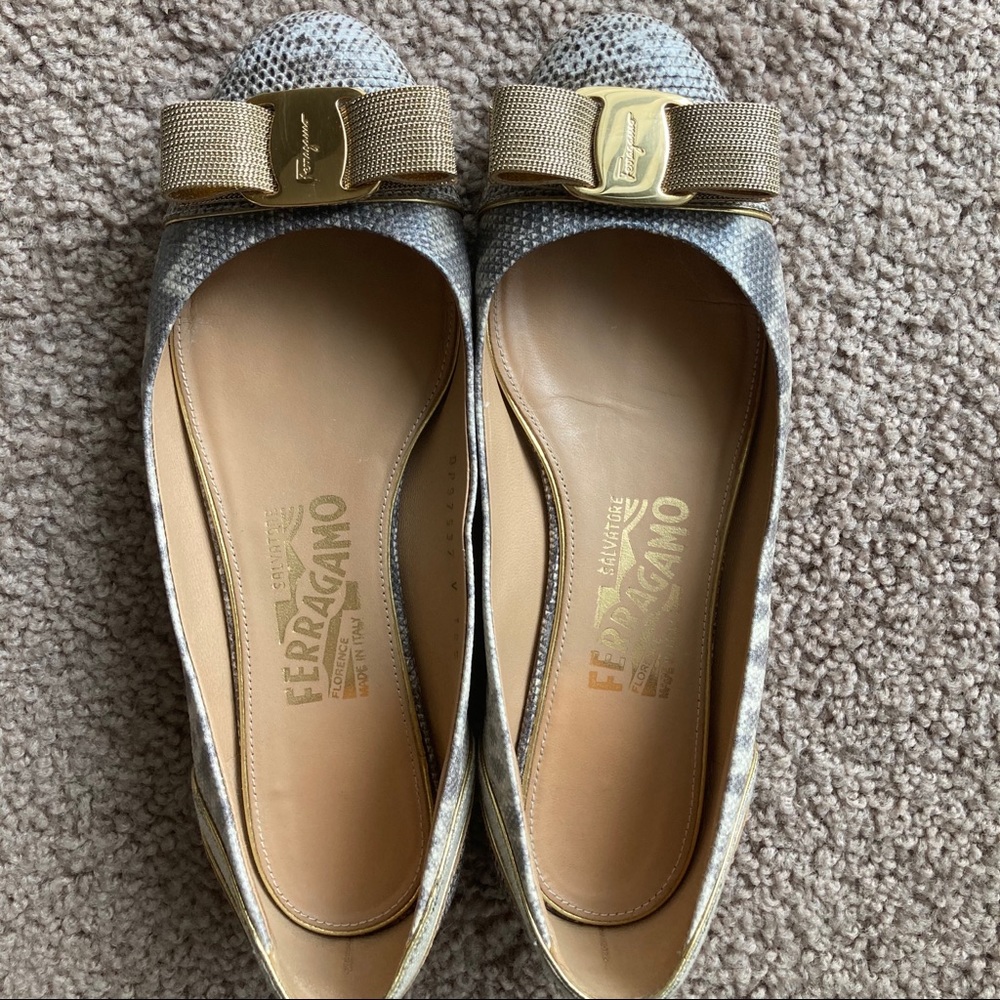 Salvatore Ferragamo lizard print ballet flat